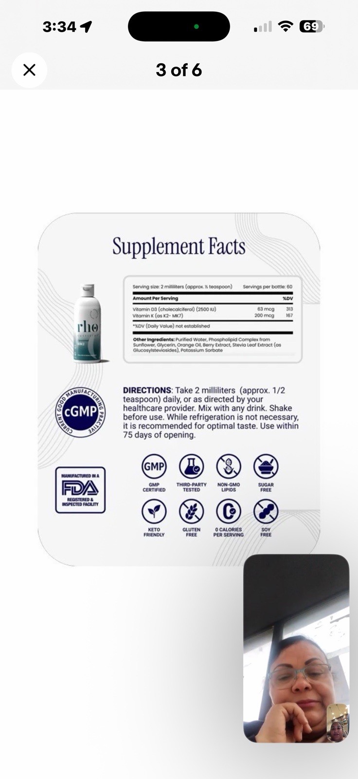 Rho Nutrition Liposomal D3K2 High Absorption Liquid Vitamins D3 & K2 4oz
