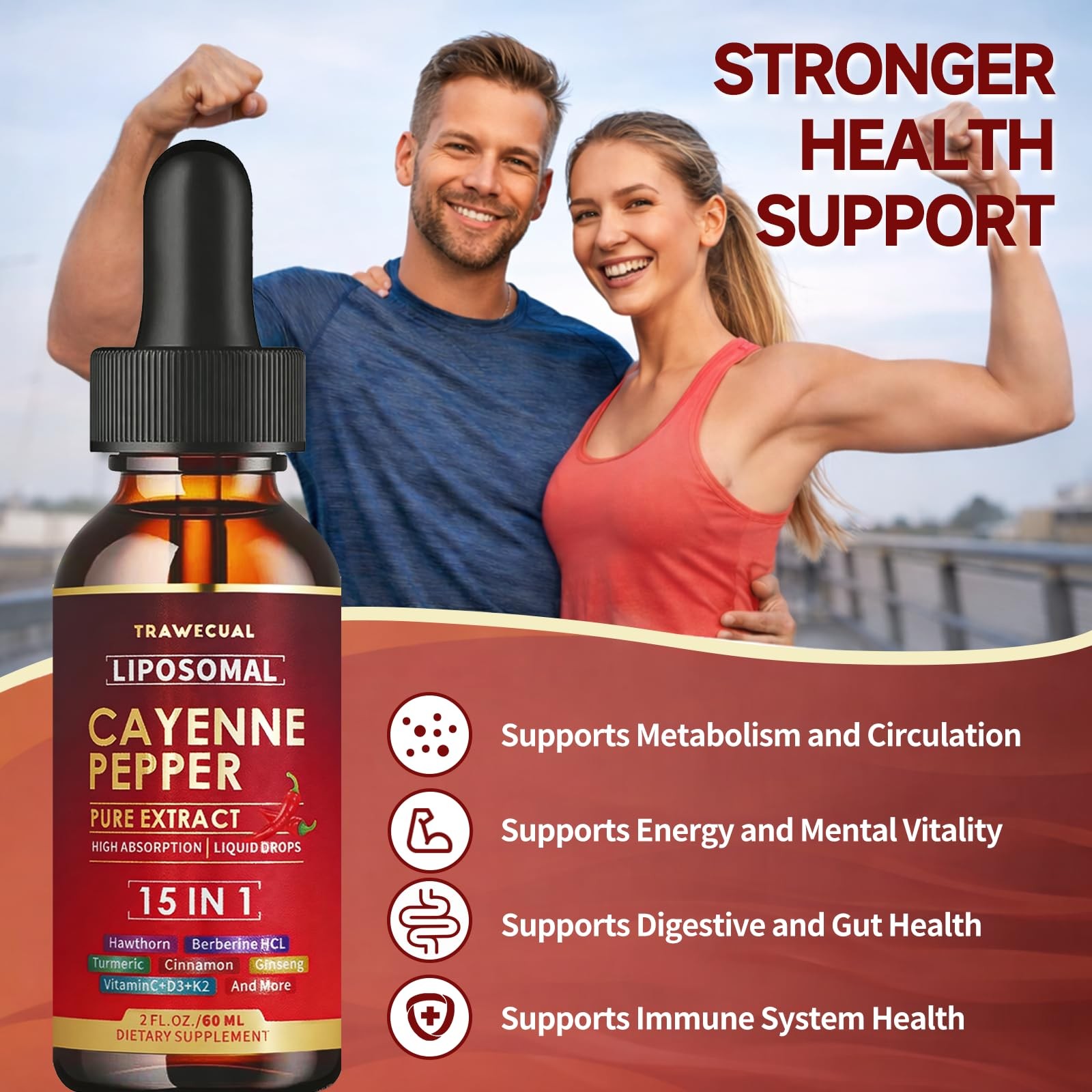 2 Pack Liposomal Cayenne Pepper Drops | 120ml Total, with 15 Natural Ingredie…