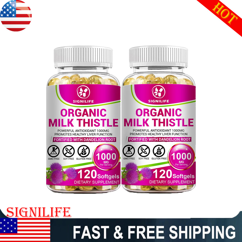 Milk Thistle Liver Cleanse Detox Herbal Liver Support Supplement 120 Capsules-