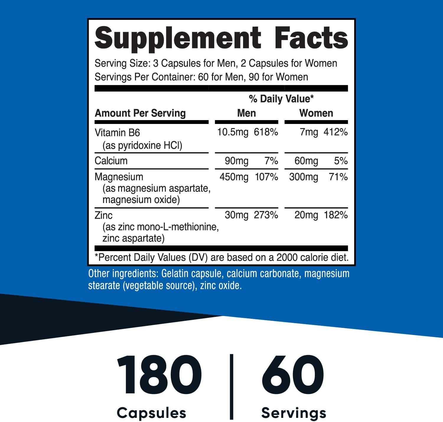 ZMA 180 Capsules – Non-Gmo and Gluten Free ZMA Supplement