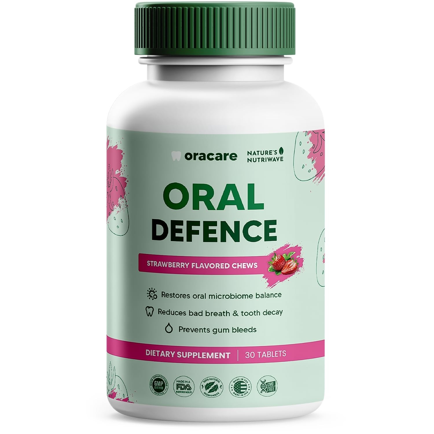 Nature’s NutriWave Oracare Oral Support 30 Tablets Enzyme Probiotic