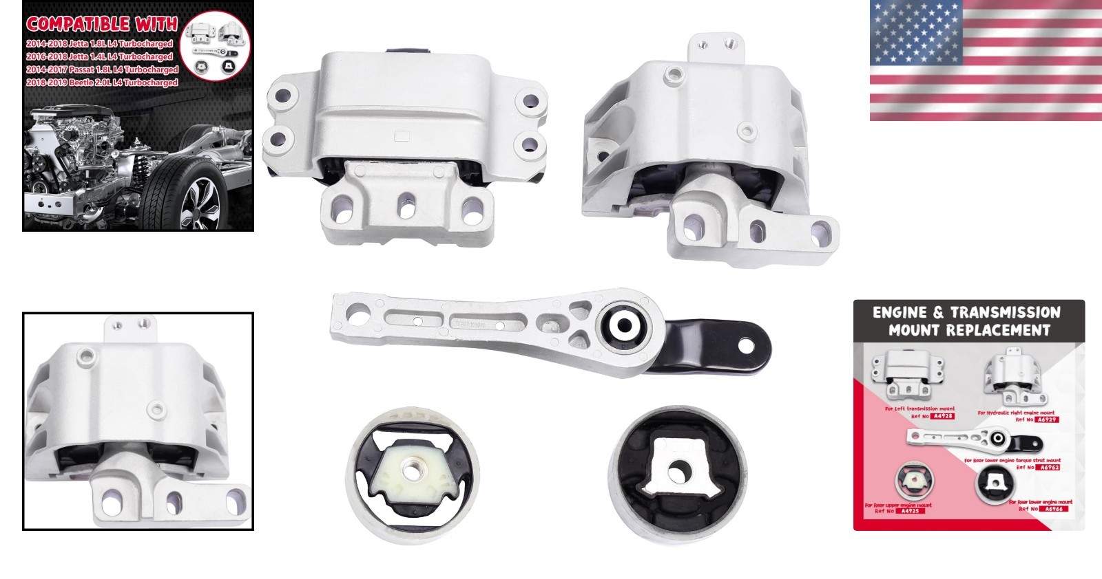 Engine Motor and Transmission Mount Compatible with Jetta 2014-2018 1.8L1.4L L4