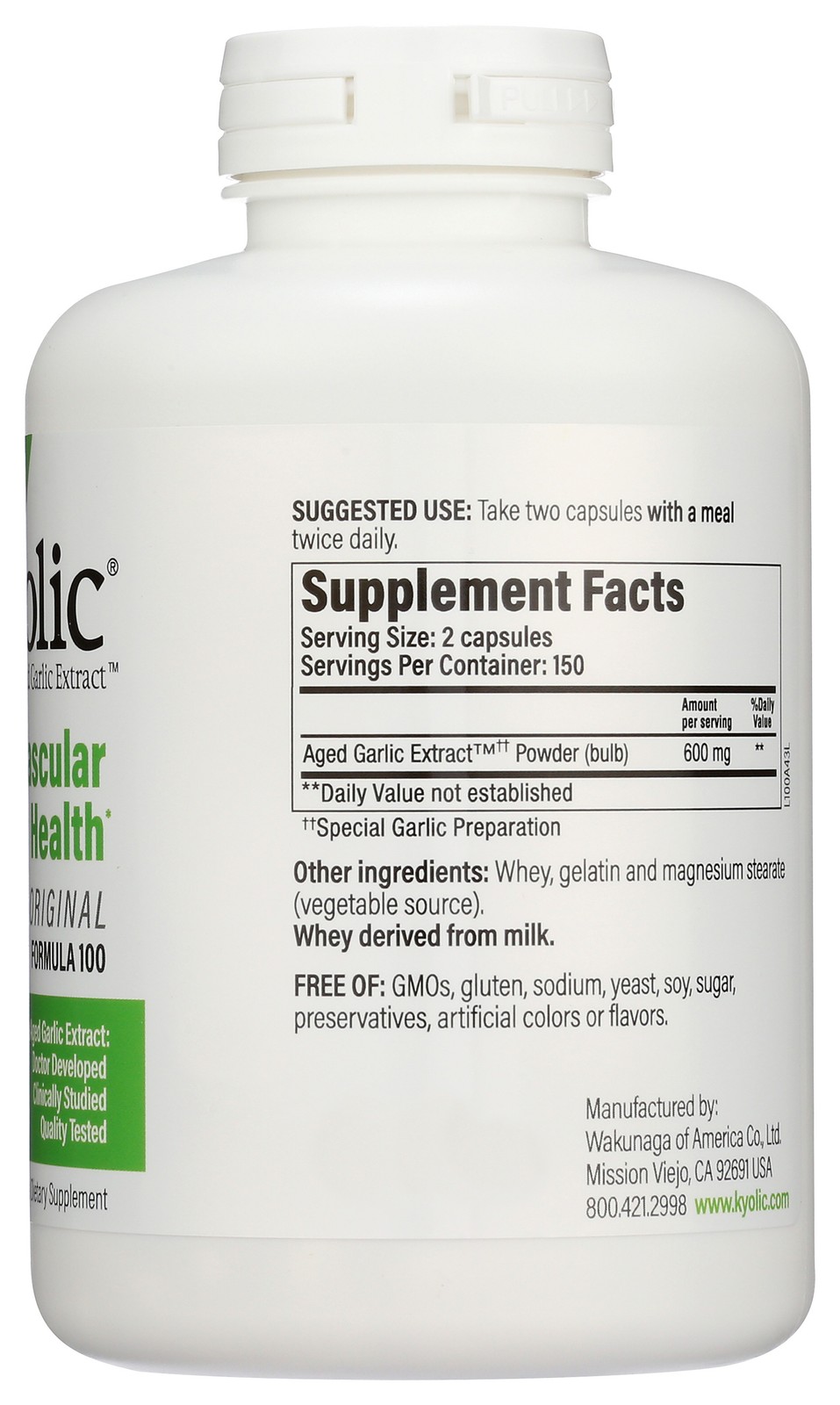 Kyolic Cardiovascular Health Aged Garlic Extract Formula 100 300 Capsules 2 Pack