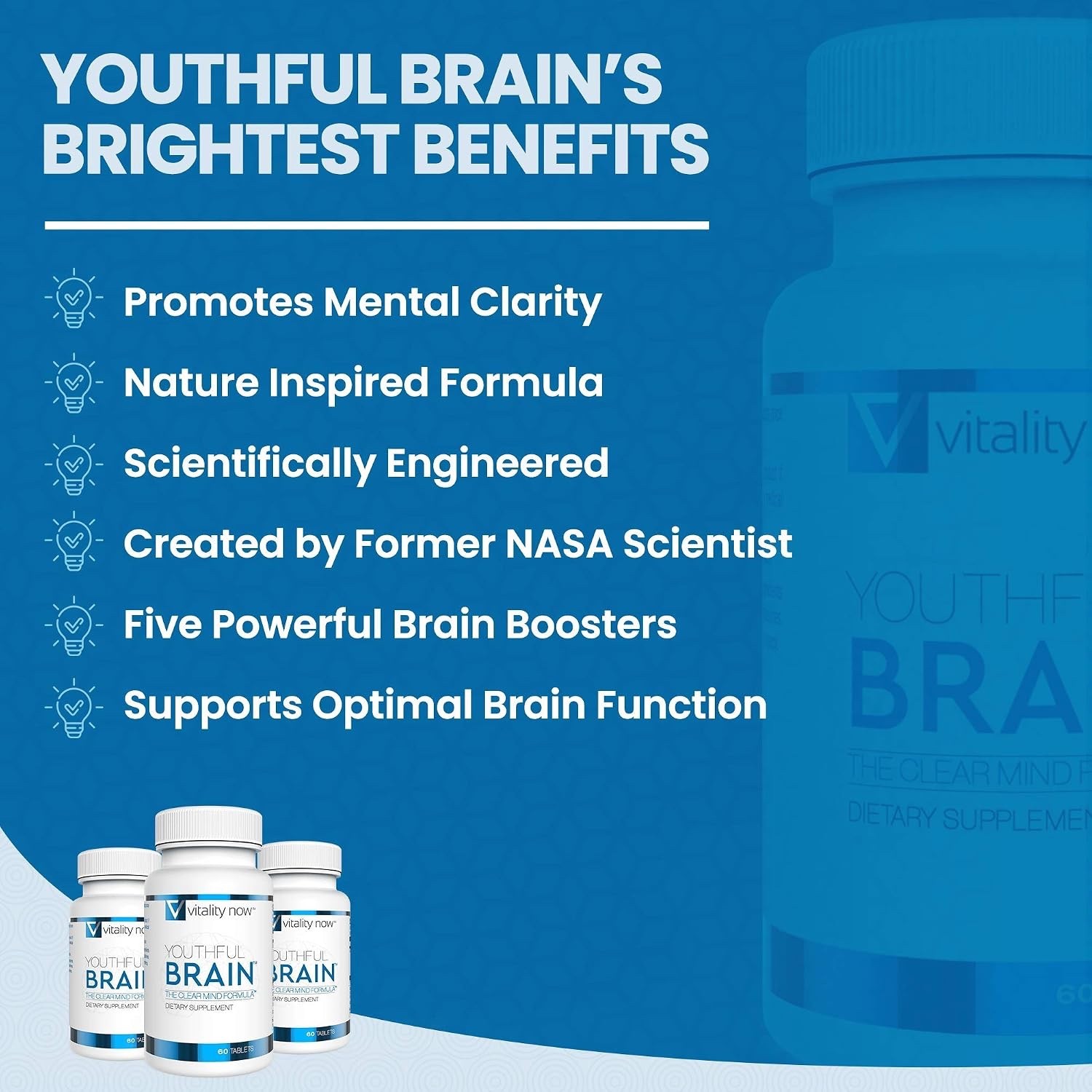 Vitality Now Youthful Brain Memory Health Supplement Tablets – 60 Count