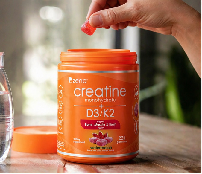Zena Creatine Monohydrate Gummies with D3/K2, 225 Count, 5g Micronized Creatine