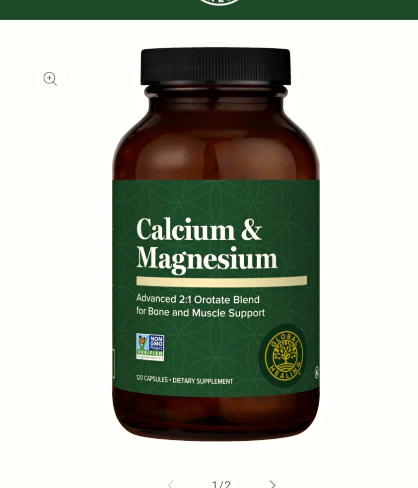 Global Healing Calcium & Magnesium Orotate 2:1 Non-GMO 120 Capsules