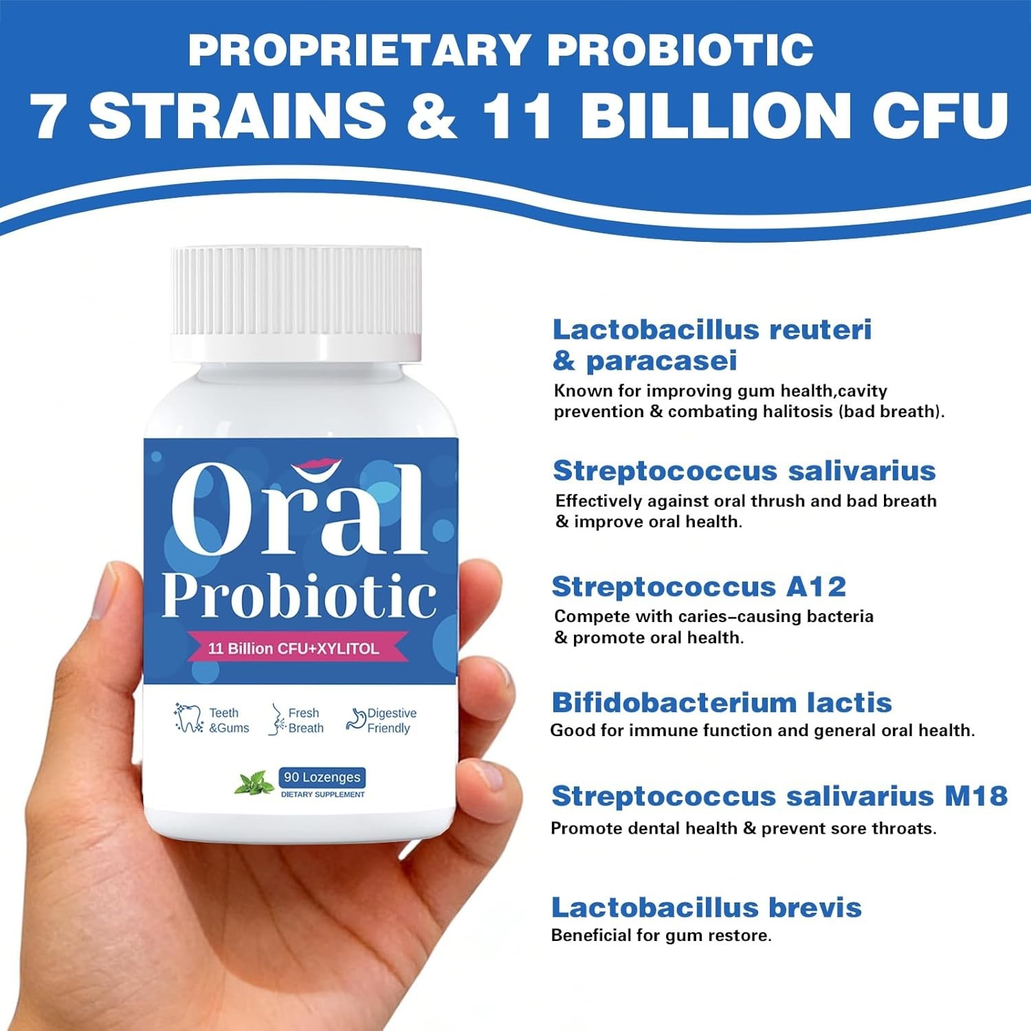 Oral Probiotics for Mouth Bad Breath for Adults – 11 Billion CFU – Oral Dental P