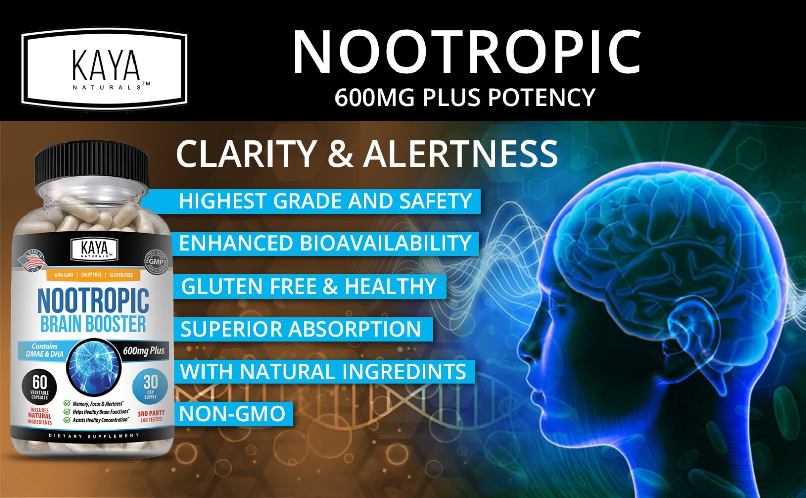 (2 Pack) Nootropic Brain Booster 60ct, Brain Memory Support, Dietary Supplement