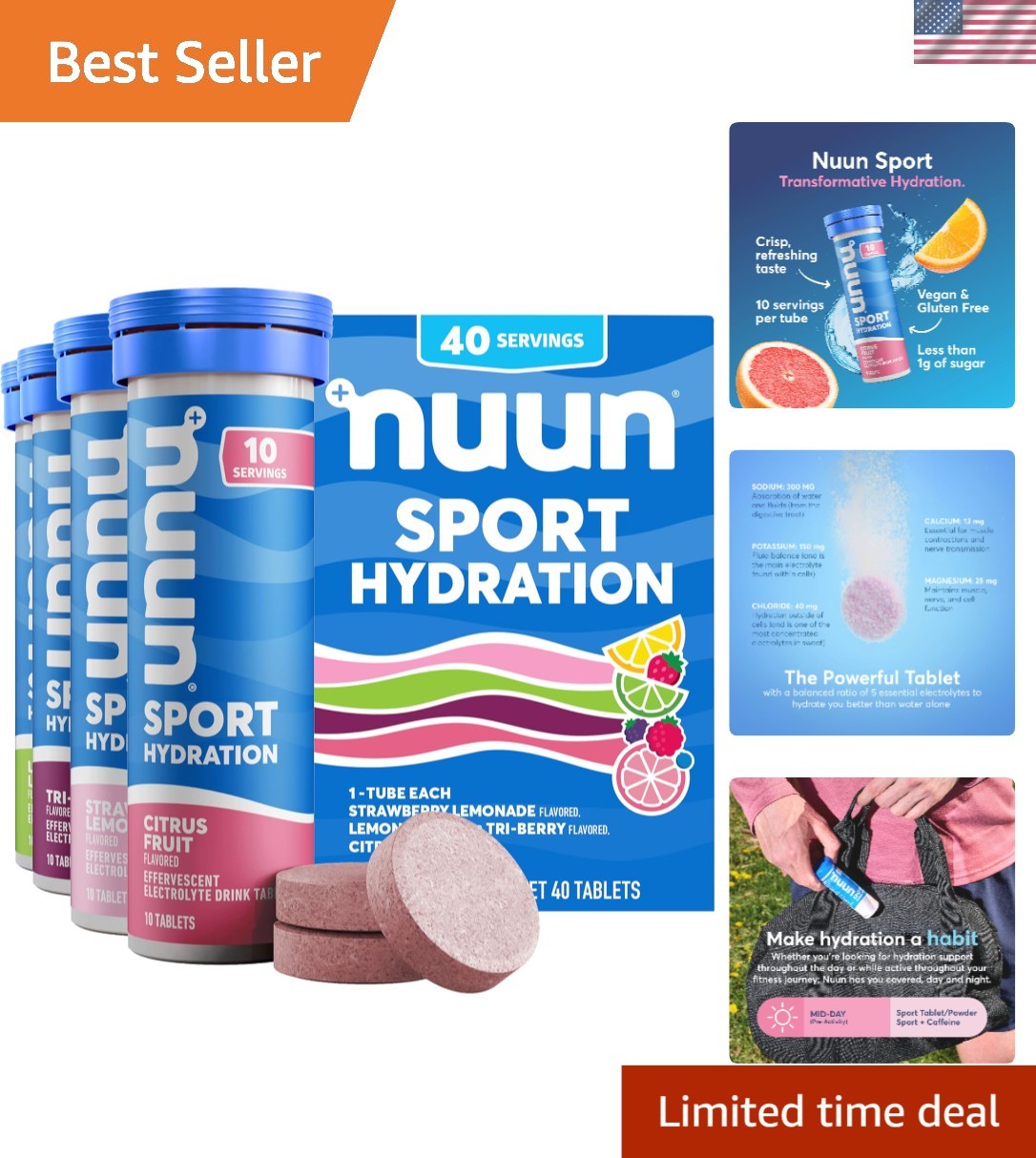 Ultimate Hydration: 40 & Gluten Free Electrolyte Tablets in Mixed Flavors