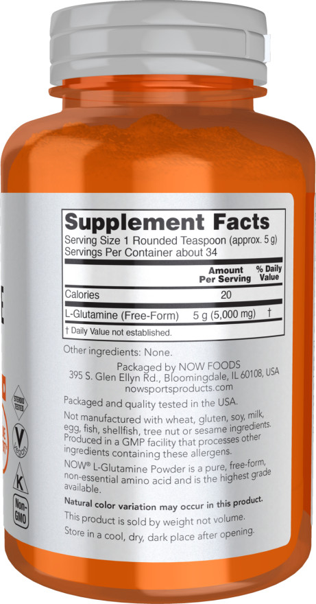 NOW Foods L-Glutamine 6oz. Powder Pure Powder Nitrogen Transporter* Immune Suppo