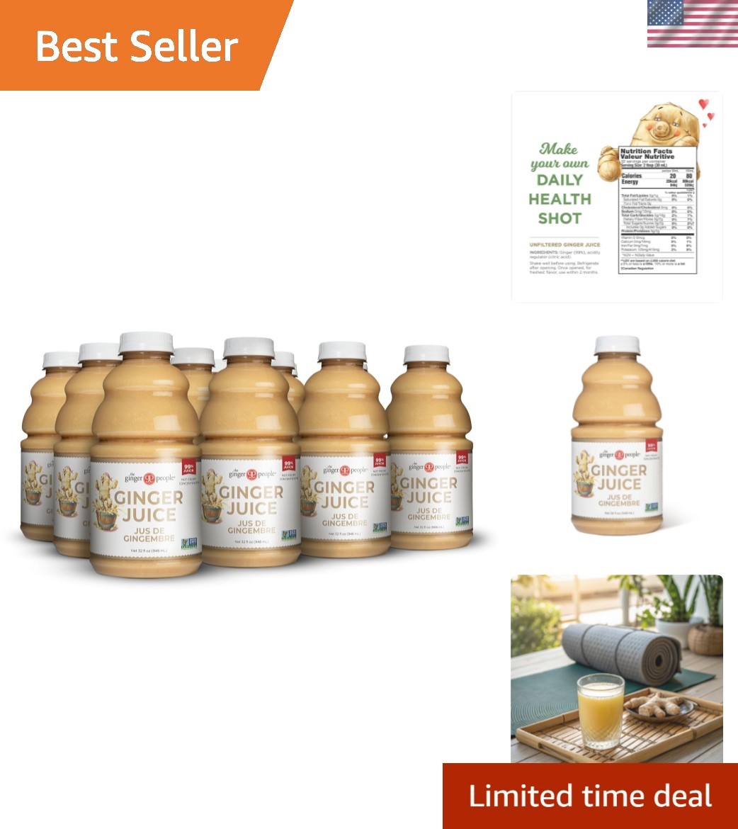 99% Pure Ginger Juice by – Digestive Health, Quality, 32 Fl Oz Bottles Pack …