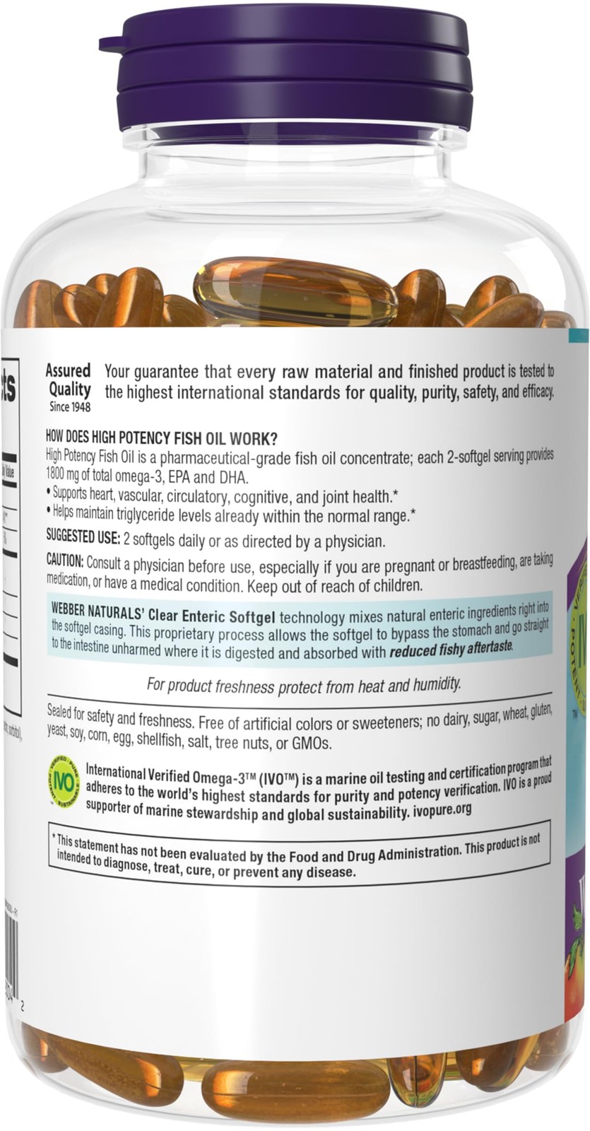 Fish Oil 2850 mg, High Potency, 1,800 mg Omega-3 per Serving, 120 Clear Enter…