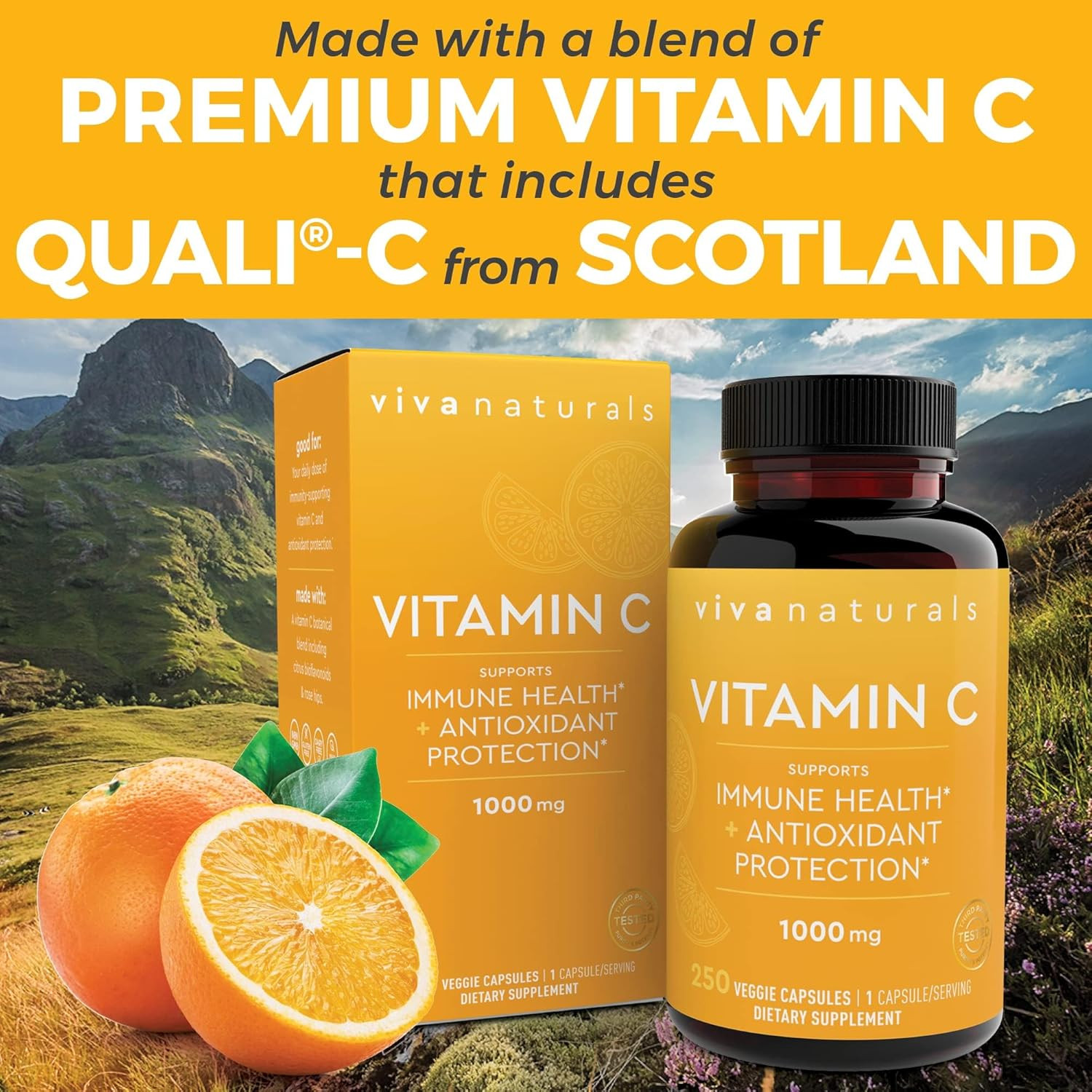 Viva Naturals Vitamin C, 1000 Mg, 250 Capsules Citrus Bioflavonoids EXP:04/27