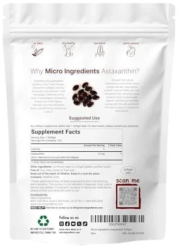 2 Pack | Astaxanthin 12mg, 120 Softgels, 4 Month Supply-NEW FREE SHIPPING