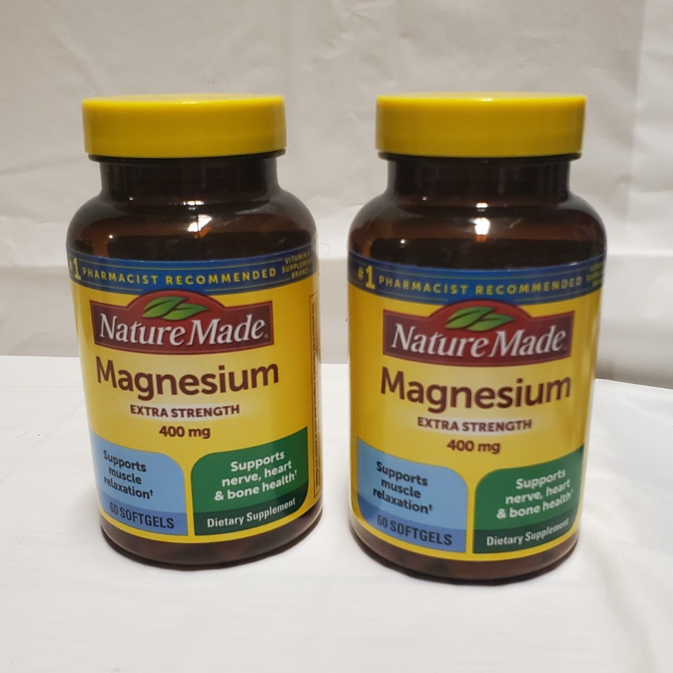 2 Nature Made Magnesium Extra Strength 400mg Softgels 60 Count, Muscle Health