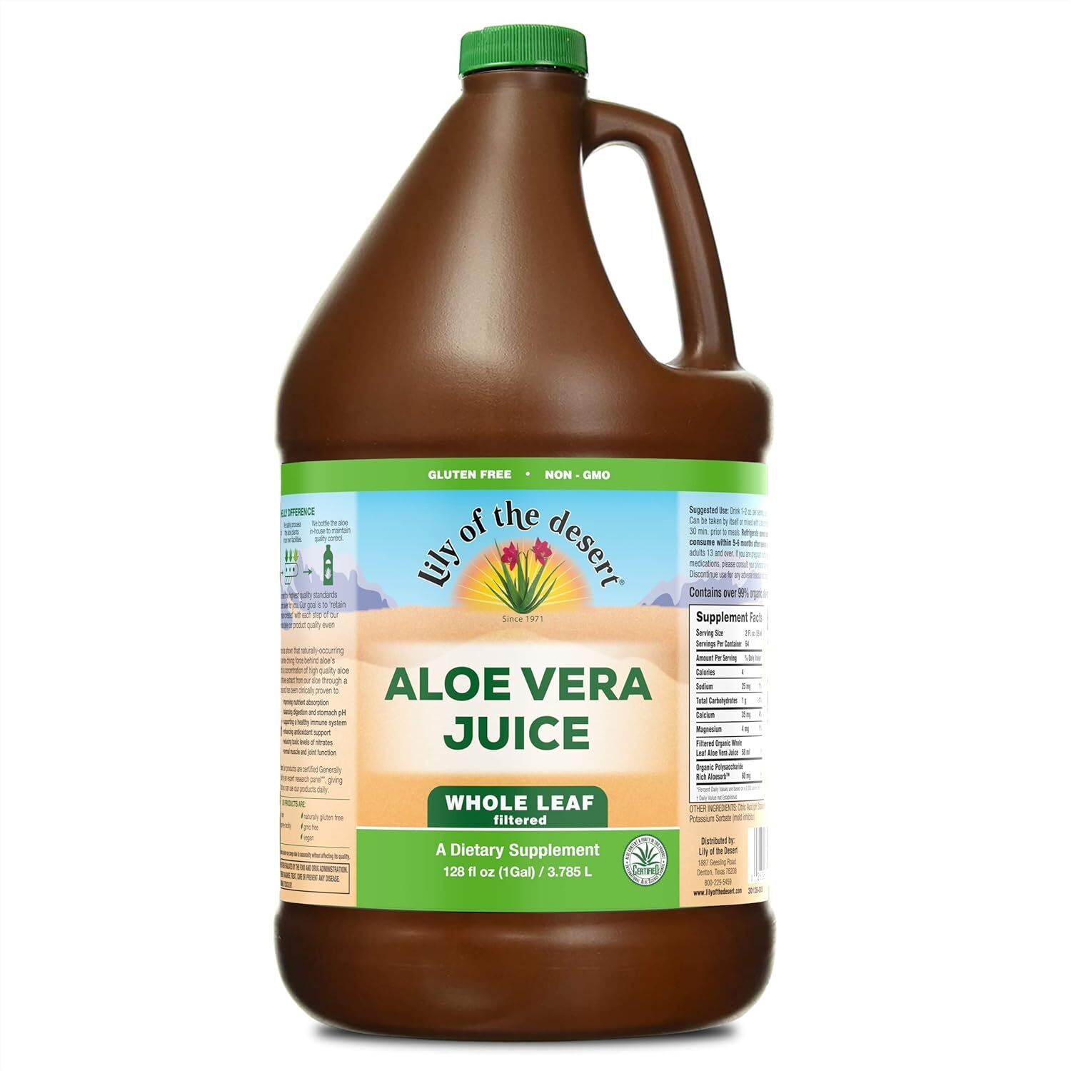 Organic Whole Leaf Aloe Vera Juice 128 Fl Oz Gut Health Vegan Non Gmo