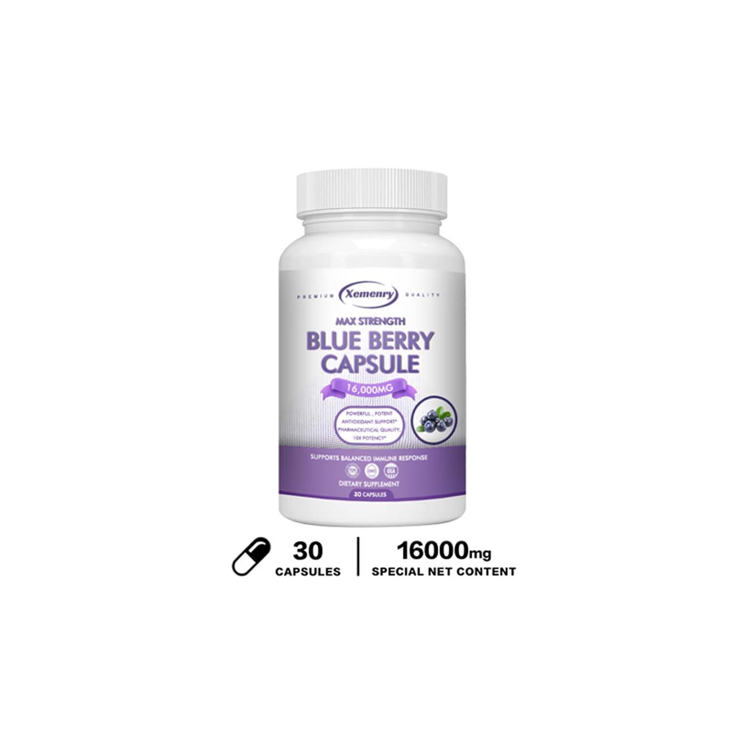 Blueberry Capsules 16000mg – High Strength Antioxidant, Promotes Ere Health
