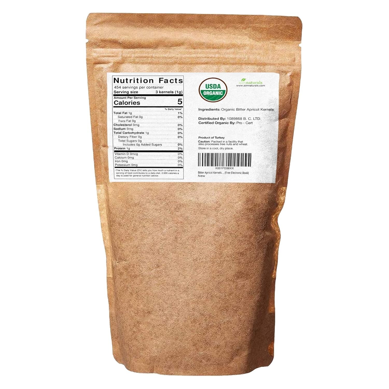 Sun-Dried USDA Organic Bitter Apricot Kernels 1LB – Wholesome Snack from Turkey