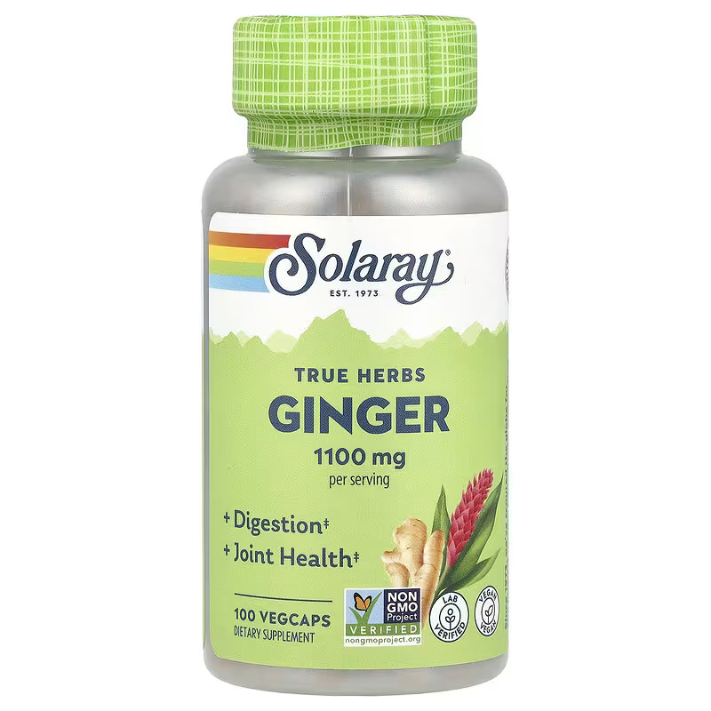 Solaray True Herbs Ginger 1100 mg 100 Vegcaps Dietary Supplement BB 03/2029