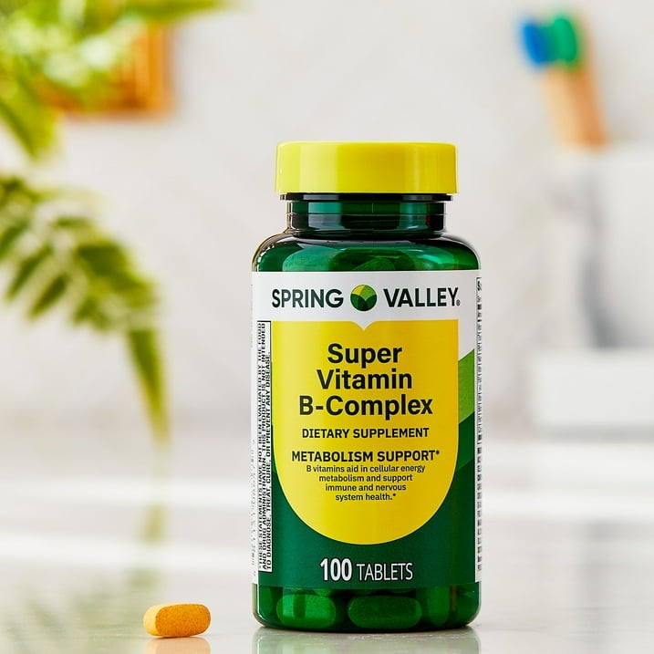 Spring Valley Super Vitamin B-Complex Tablets, Metabolism Support, 100 Count