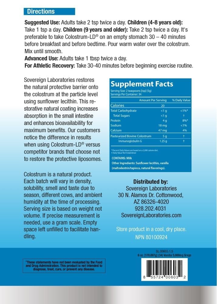 Colostrum-ld Liposomal Delivery – Colostrum Powder – Gluten-free, Lactose-reduce