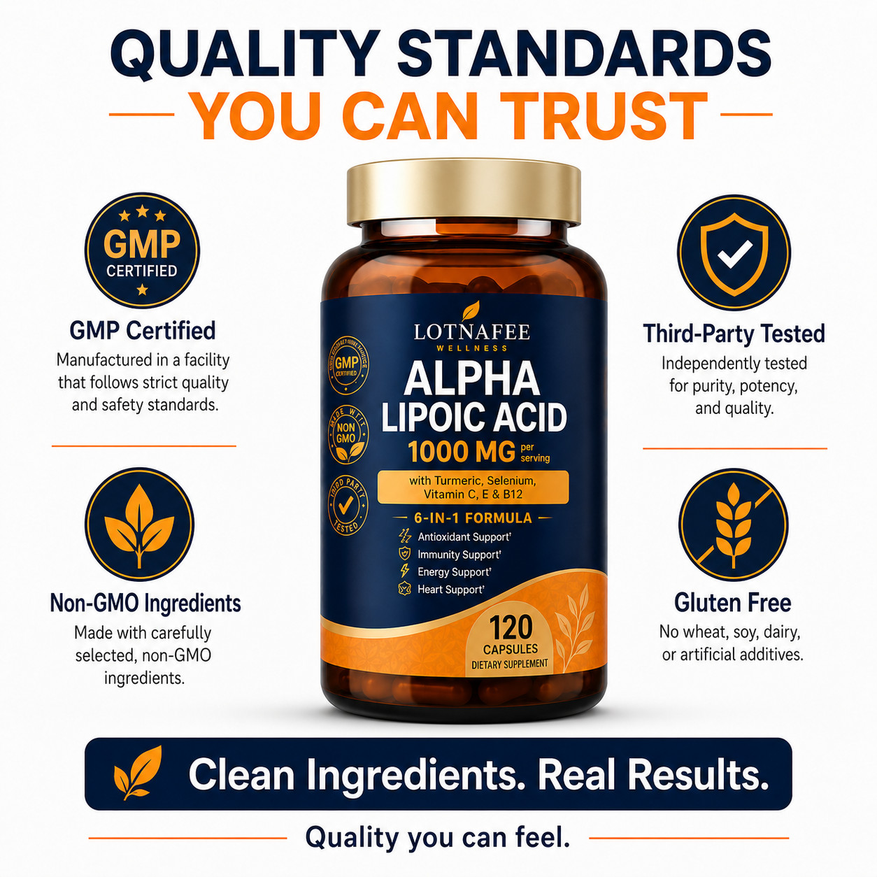 Alpha Lipoic Acid 1000 MG 6-in-1 Formula with Turmeric, Selenium, Vitamin C, E &