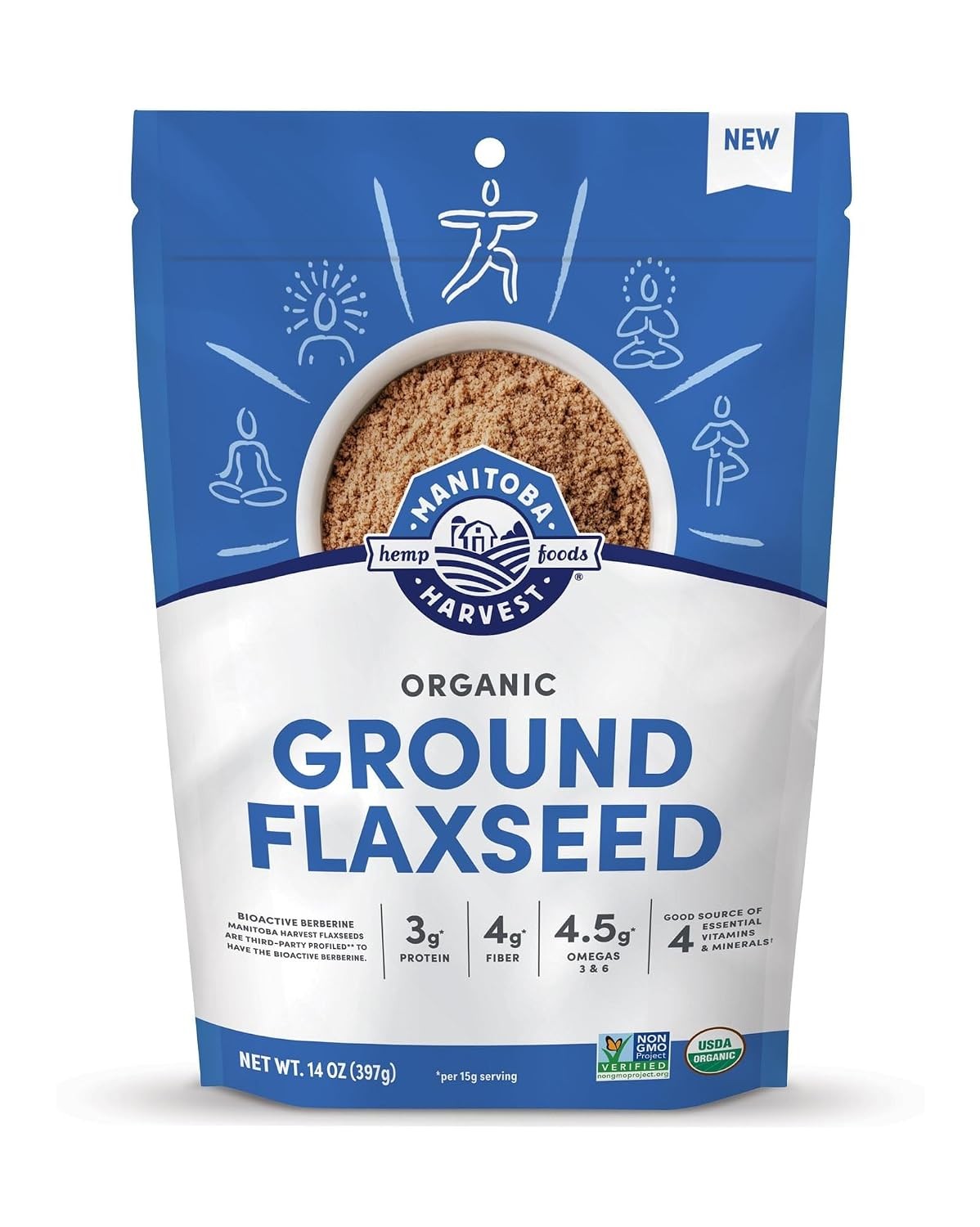 Manitoba Harvest Organic Ground Flaxseed, 3g Plant Based Protein and 4.5g Omegas