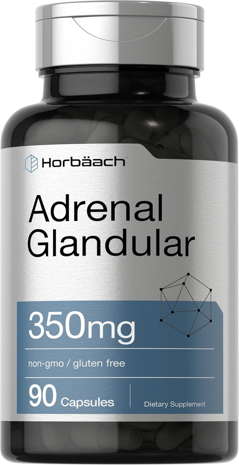 Horbäach Raw Adrenal Glandular | 350 Mg | 90 Capsules | Non-Gmo, Gluten Free Sup