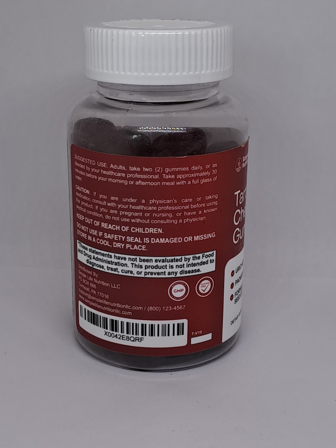 Simple Life Nutrition Tart Cherry Gummy 60ct Exp 08/2025