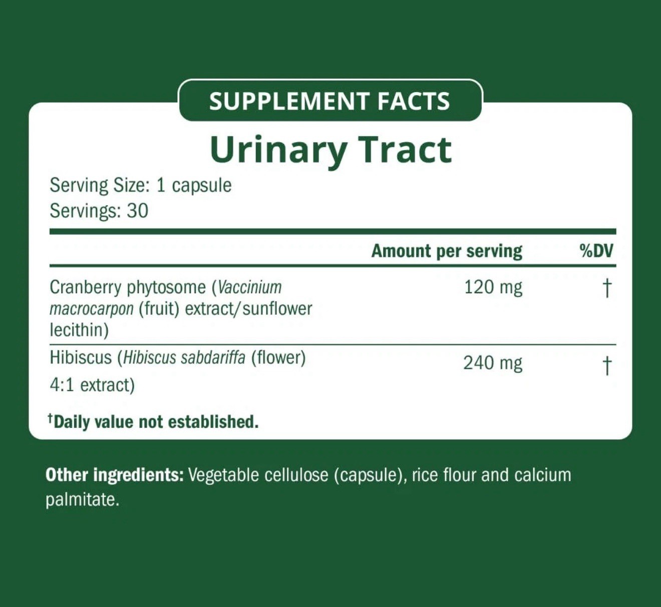 Urinary Tract Cleanse & Protect 30 Ct Bladder Support Supplement for Women Cranb