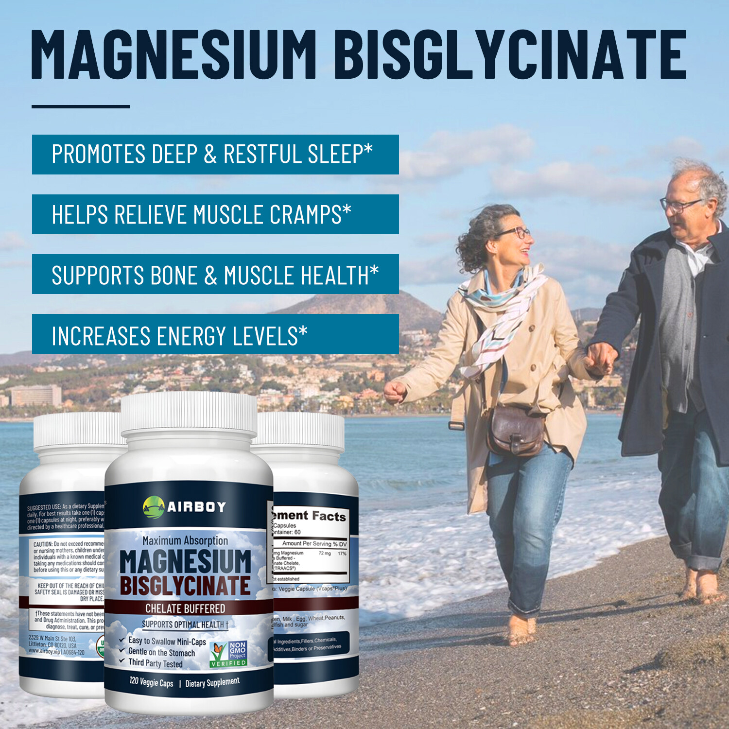 Magnesium Bisglycinate – High Absorption Chelated, Bones Joint & Muscle Support