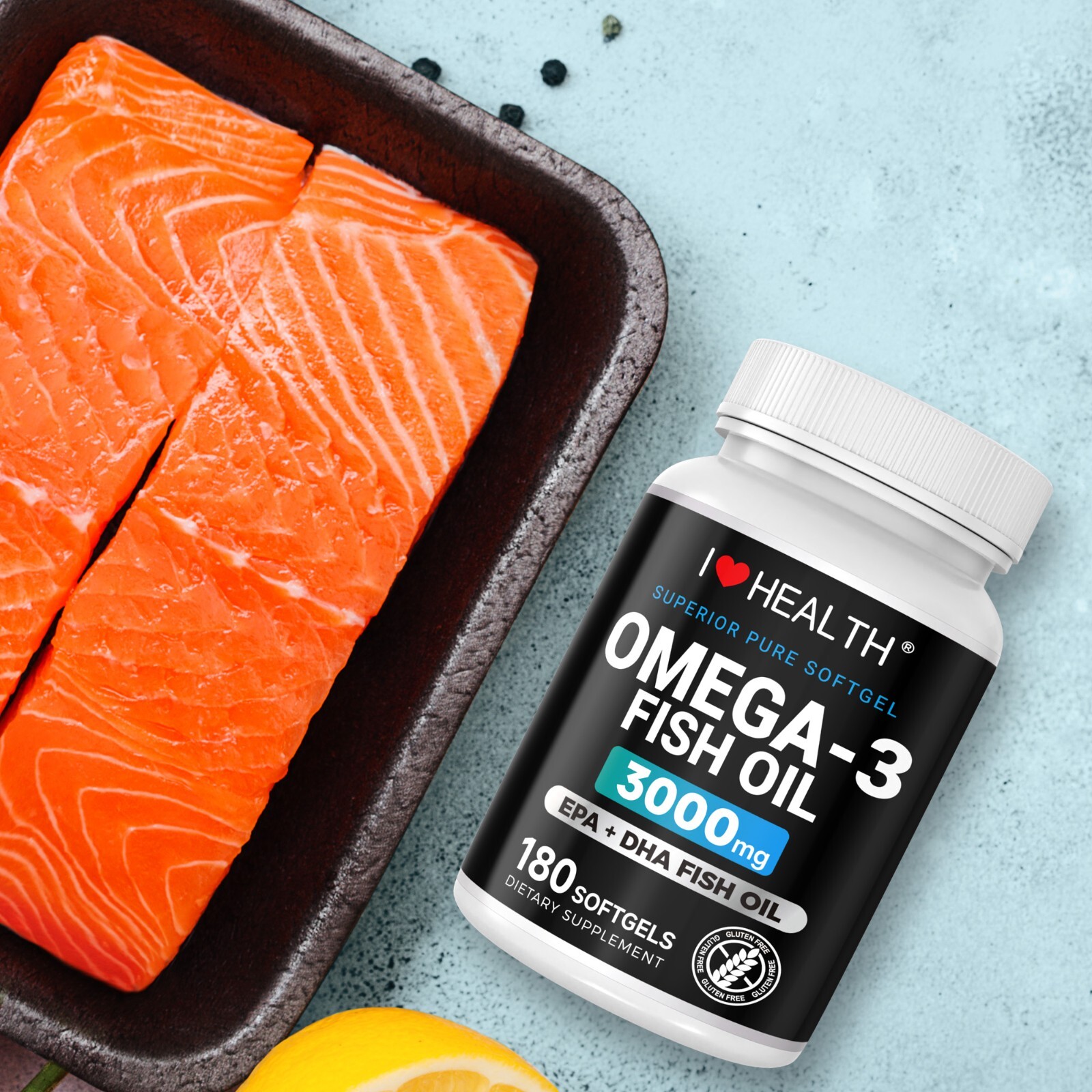 Fish Oil Softgels, 3000mg Omega-3 Fish Oil Supplement – EPA & DHA Supplement