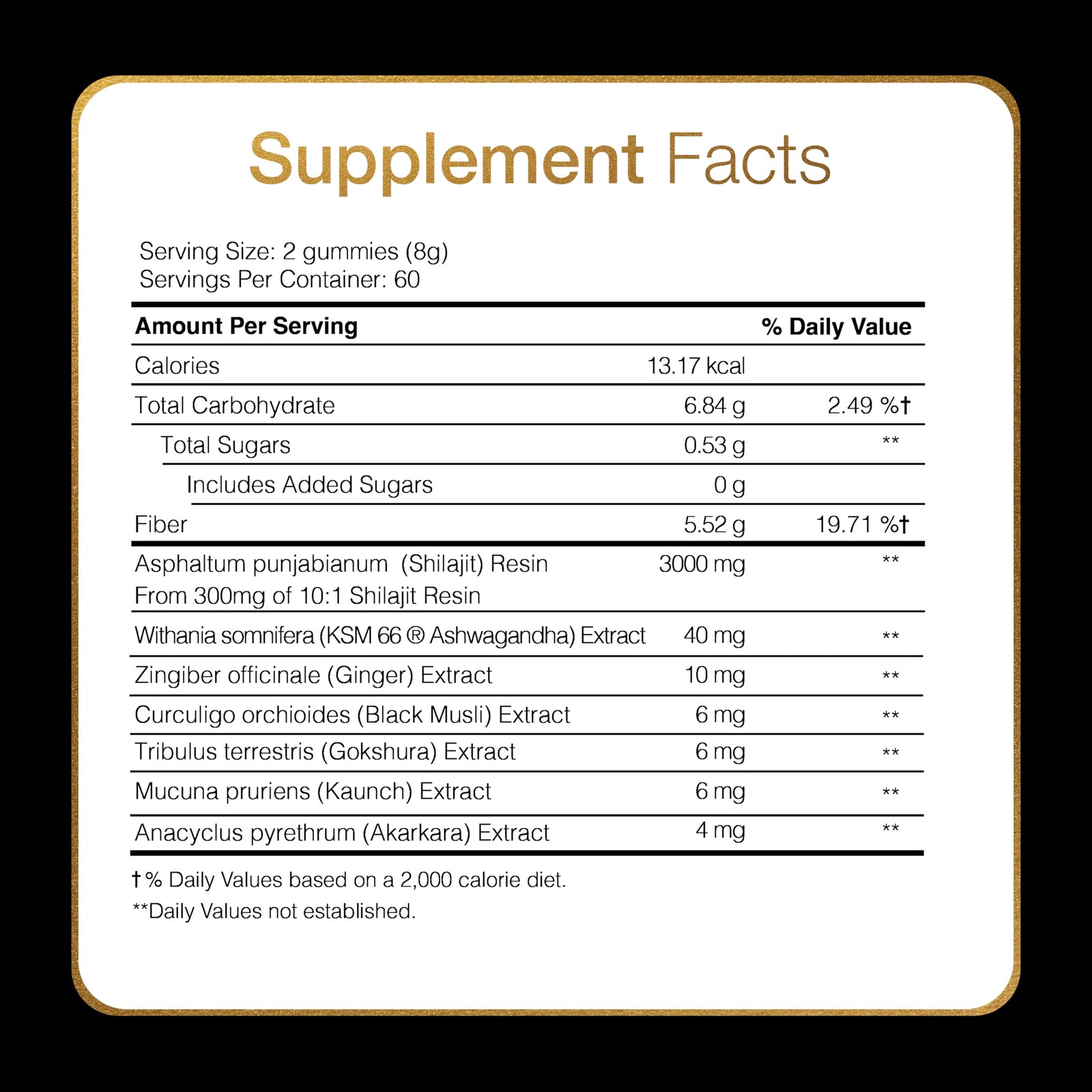 Be Bodywise Pure Himalayan Shilajit Gummies Gold I Lab 60 Count (Pack of 1)