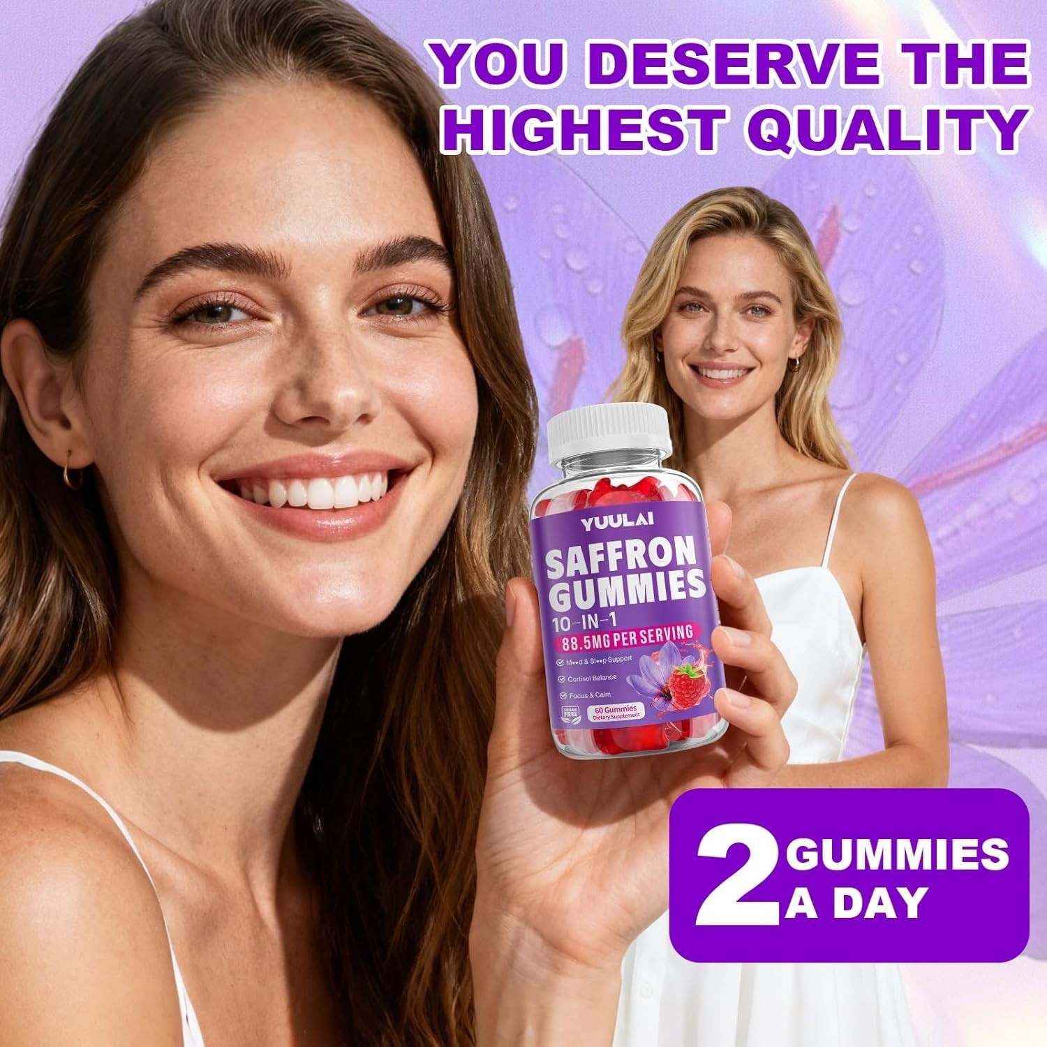Sugar-Free 10-in-1 Saffron Gummies with Essential Vitamins for Family Wellness