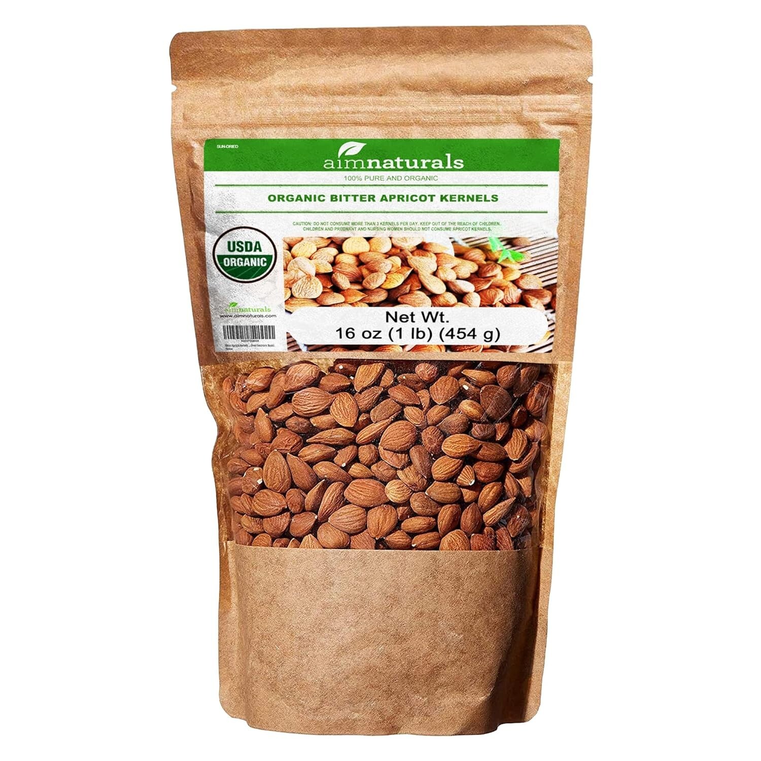 Sun-Dried USDA Organic Bitter Apricot Kernels 1LB – Wholesome Snack from Turkey