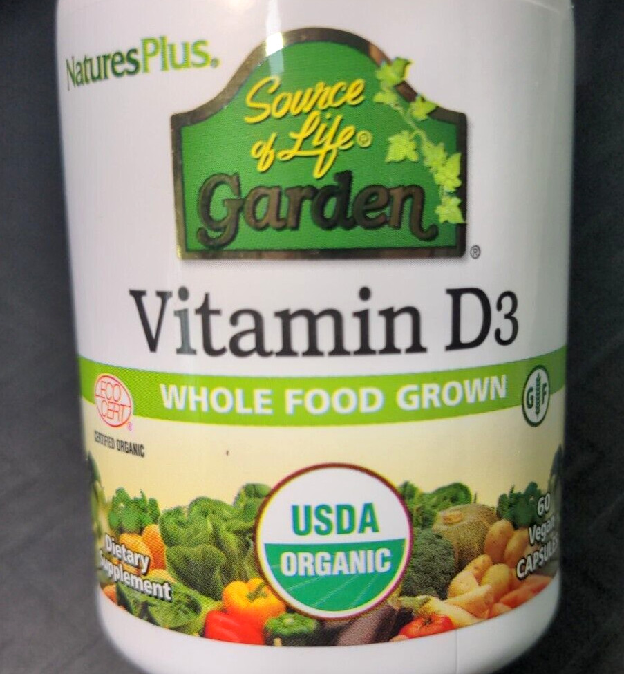 Natures Plus Source of Life Garden Vitamin D3-60 Vegan Capsules – Exp. 9/2027