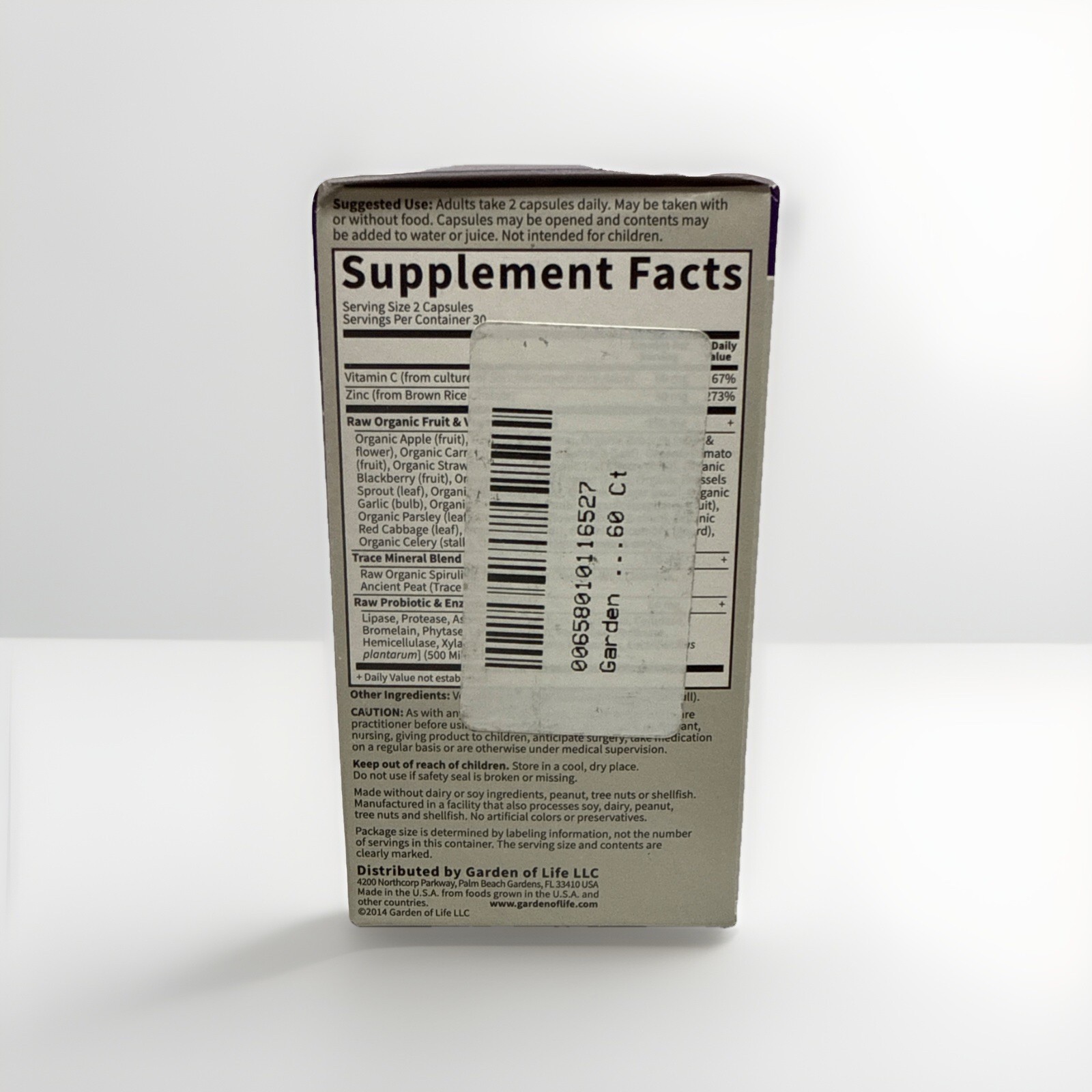 Case of 6 Garden of Life Vitamin Code Raw Zinc Capsules 60 Count Each Exp 5/2026