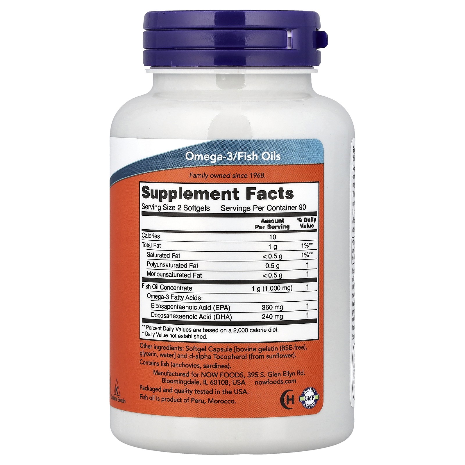 Now Foods Omega-3 Mini Gels 180 Softgels GMP Quality Assured