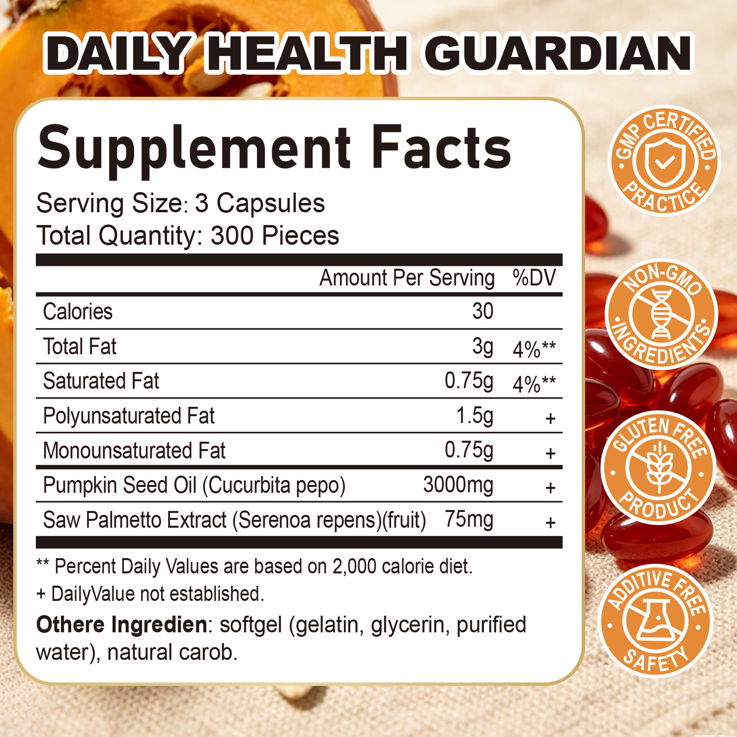 FIDERNIC Pumpkin Seed Oil Saw Palmetto 300 Capsules Antioxidant Support