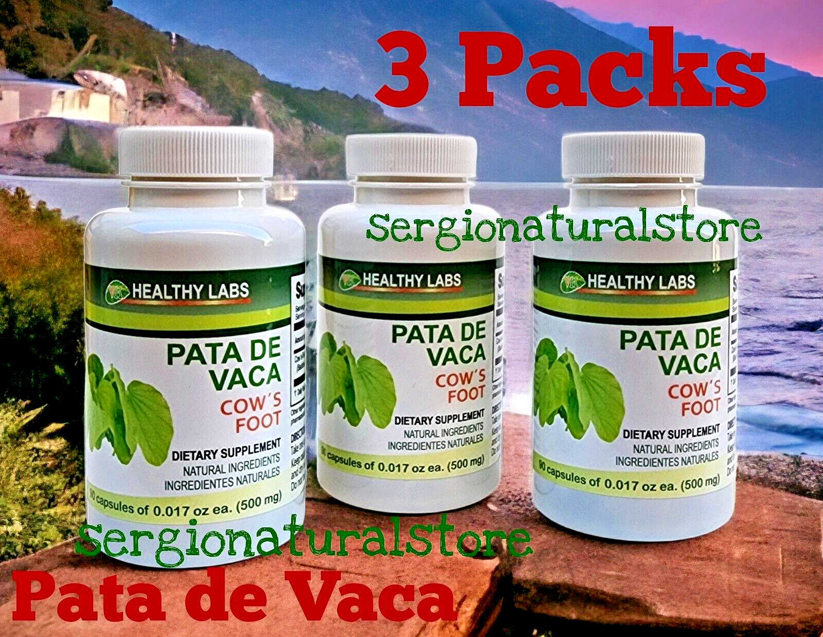3 Packs Bauhinia Forficata PATA DE VACA 270 Capsules Glucose Cholesterol Support