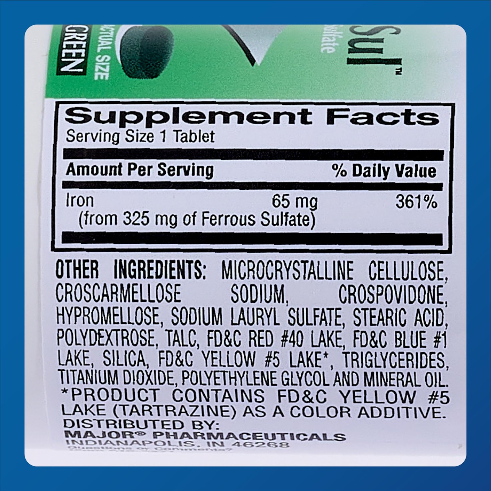 Major Ferosul Ferrous Sulfate Iron Supplement 325Mg 100 Count Pack Of 4 Tablets