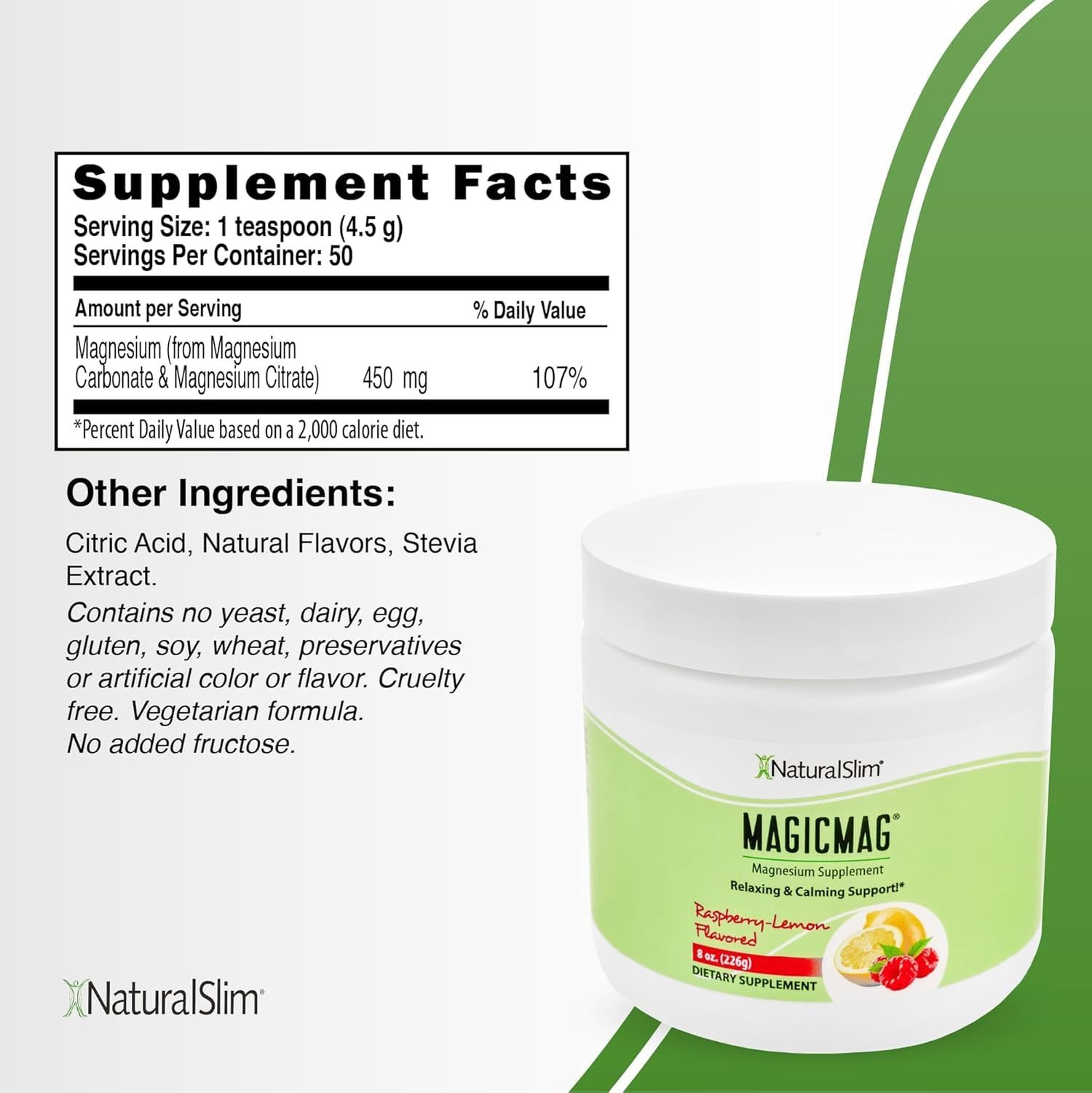NaturalSlim Magicmag Pure Magnesium Citrate Powder Stress, Constipation, Musc…