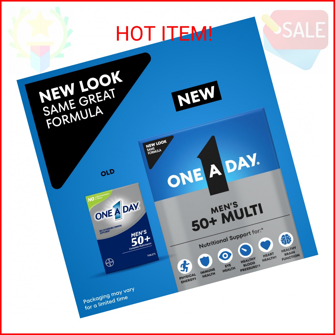One A Day Men’s 50+ Multivitamins, Supplement with A, C, D, E and Zinc for Immun