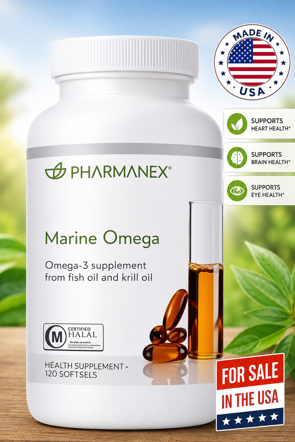 Marine Omega 3 NUSKIN PHARMANEX 120 CAPSULES 2 Softgels Twice Daily,