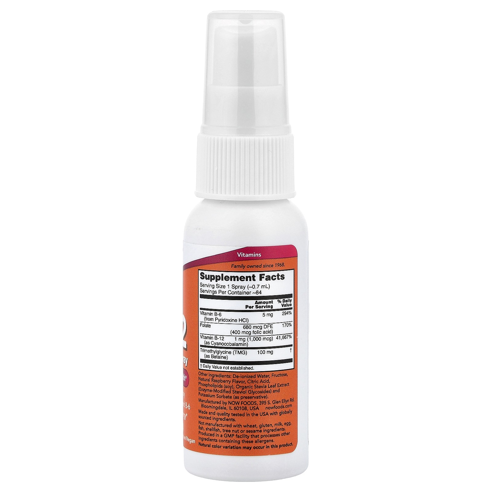 Now Foods B-12 Liposomal Spray 1 000 mcg 2 fl oz 59 ml GMP Quality Assured,