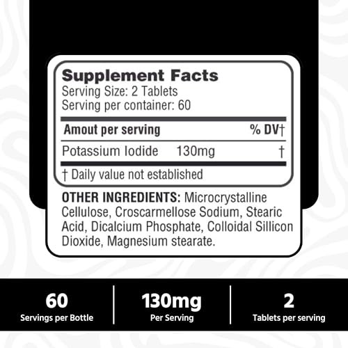 Potassium Iodide130 mg – KI Tablets- 120 Count (Pack of 1), White