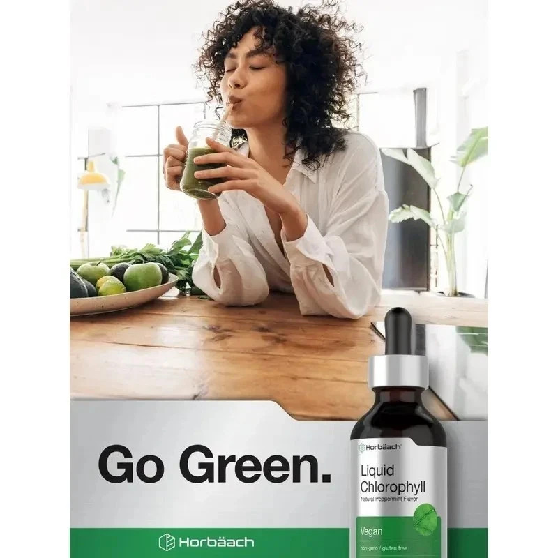Horbäach Liquid Chlorophyll Drops | 2 oz | Natural Peppermint Flavor | Vegan