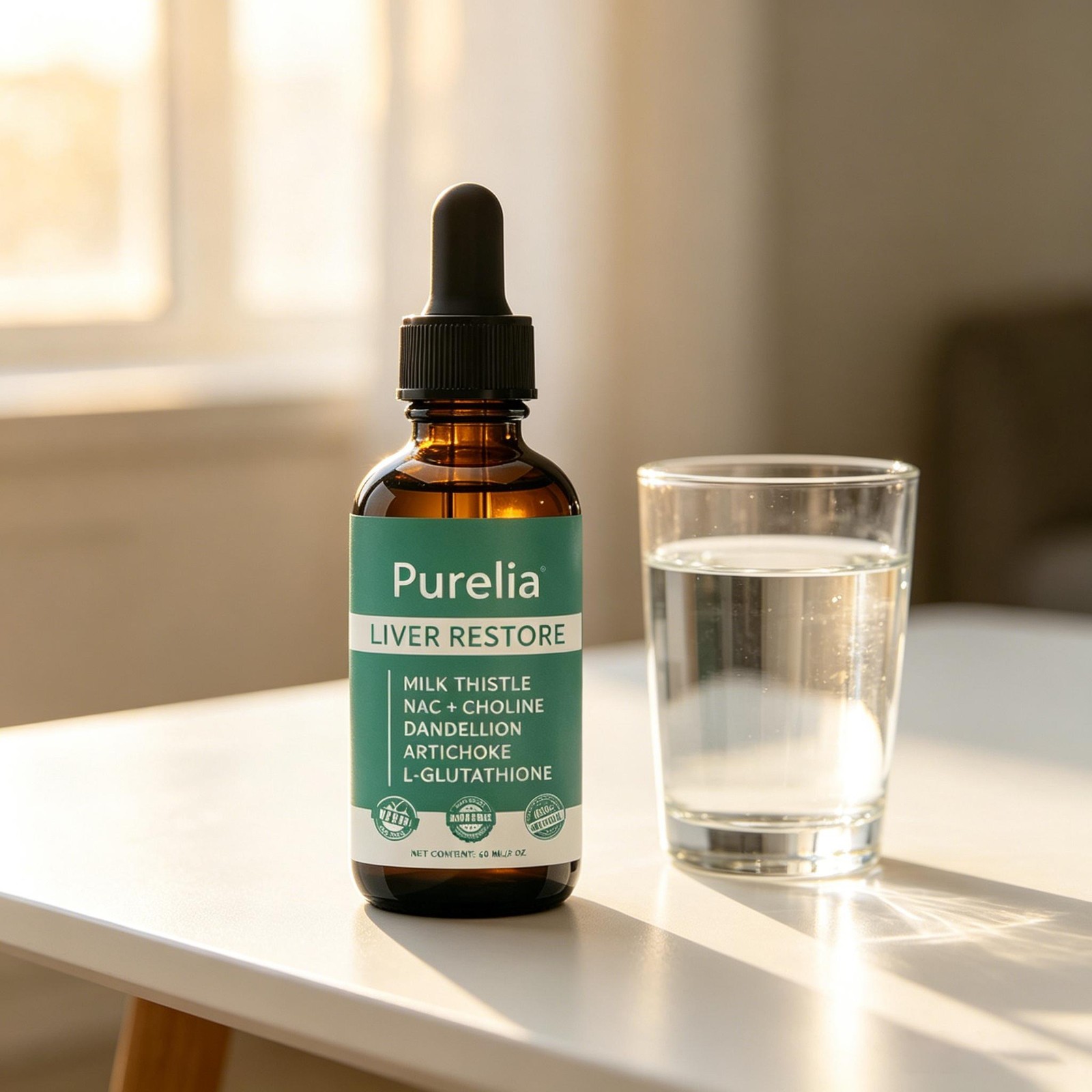 Purelia Liver Restore, Complete Liver Support Supplement with Milk Thistle 60ml