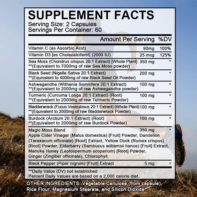 Sea Moss (Black Seed Oil, Turmeric, Ashwagandha,Ginger,Vitamin C) Immune Support
