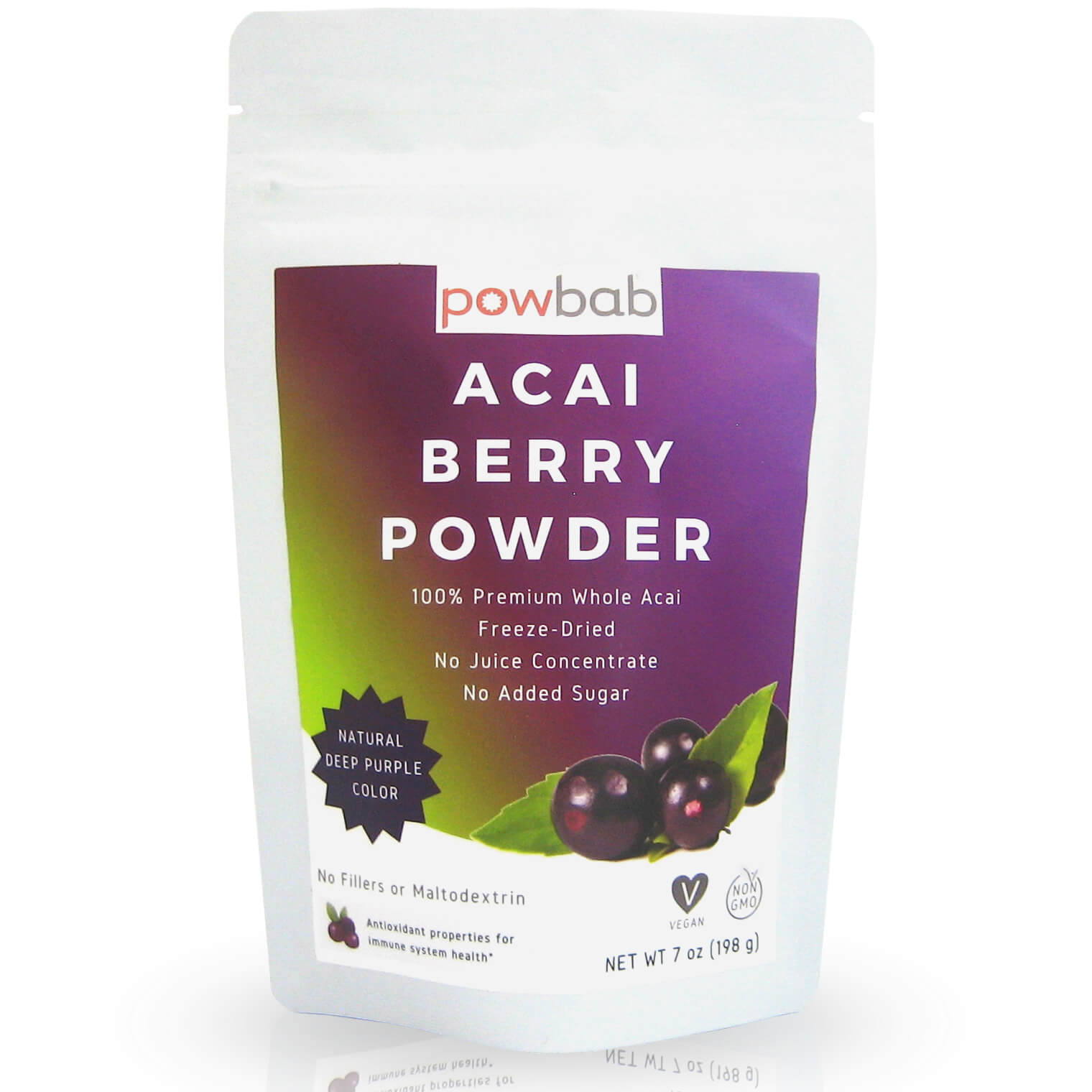 powbab Acai Berry Powder – 100% Organic Acai Berries Unsweetened (7 oz)